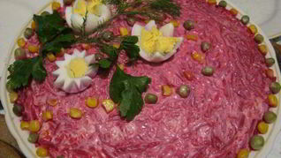 Селедка под шубой с яблоками