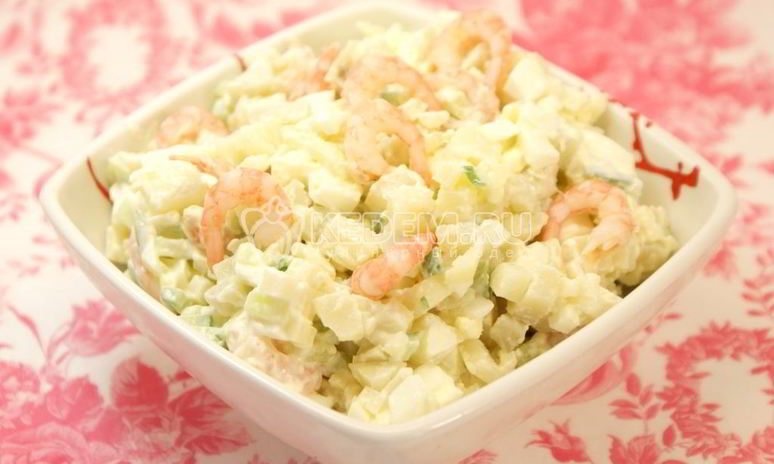 Рецепт салата с креветками