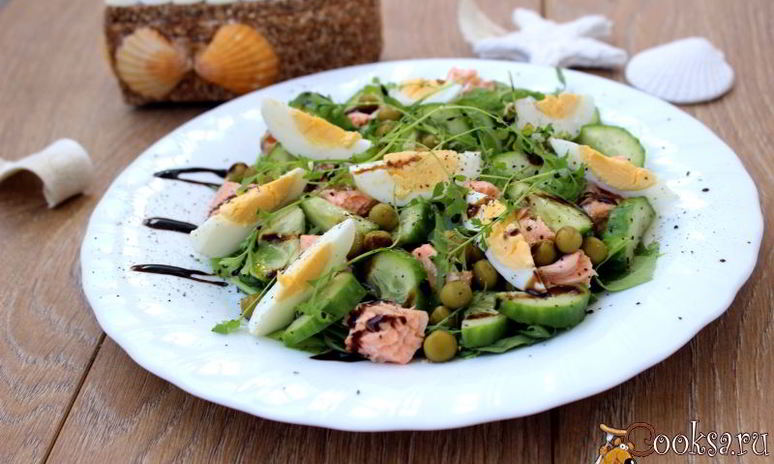 Рецепт салата с семгой рыбная деревня