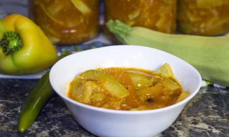 Рецепт салата тещин язык из кабачков с перцем