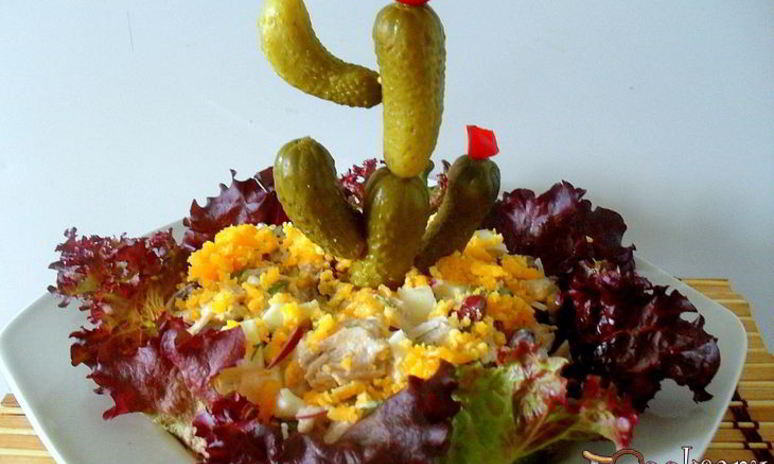 Рецепт салата цветущего кактус