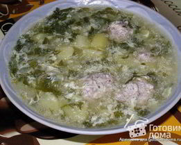 Борщ со щавелем и фрикадельками