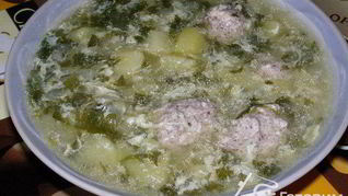 Борщ со щавелем и фрикадельками