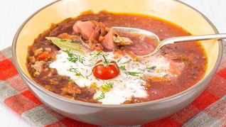 Чечевичный постный борщ