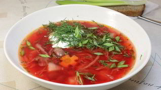 Постный борщ с фасолью