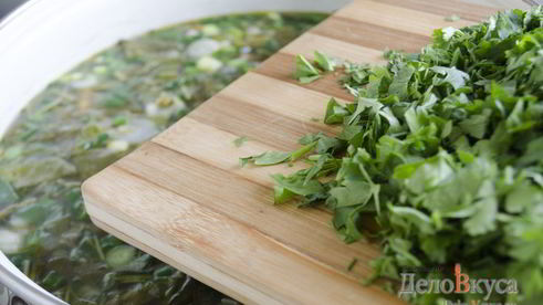 зеленый борщ со щавелем и крапивой