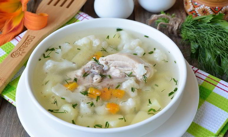 Рецепт супа из цветной капусты на мясном бульоне