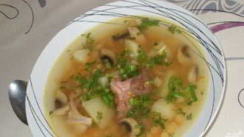 гороховый суп с грибами