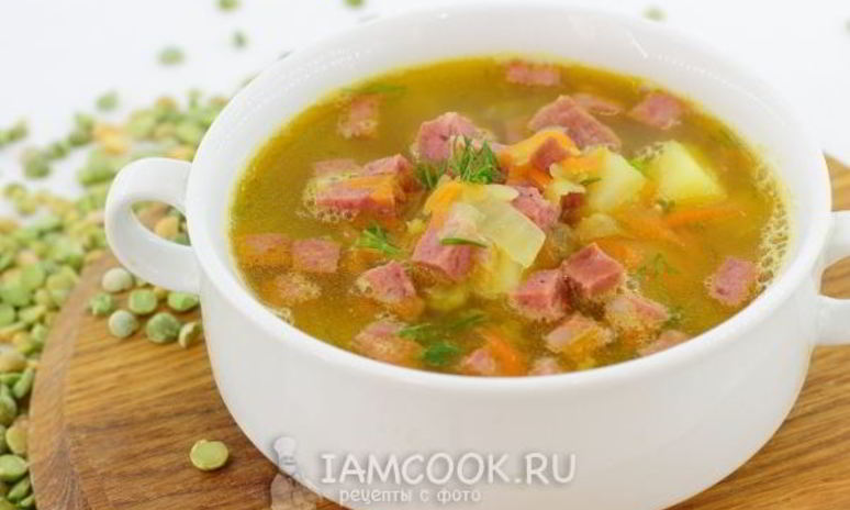 Рецепт горохового супа с копченой колбасой