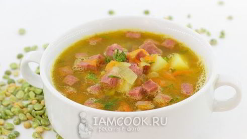 гороховый суп с копченой колбасой