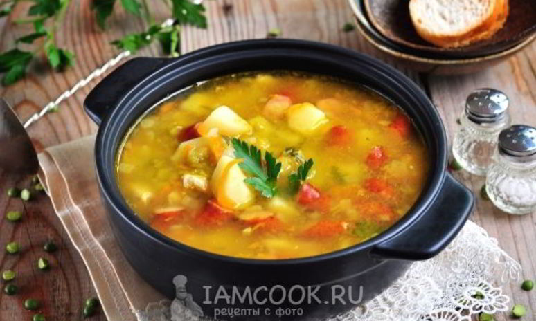 Рецепт горохового супа с охотничьими колбасками