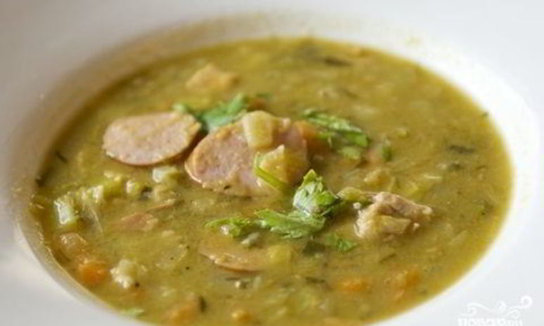 Рецепт супа горохового с копченой колбасой
