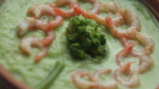 Крем-суп из кабачков с креветками