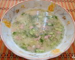 Окрошка на бульоне