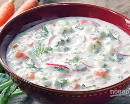 Окрошка на кефире овощная