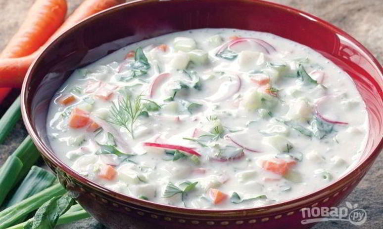 Рецепт окрошки на кефире овощная