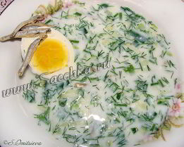 Окрошка на кефире со снетками