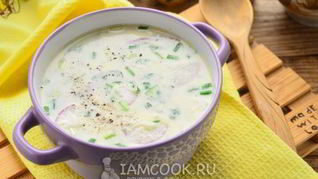 Окрошка на майонезе с колбасой