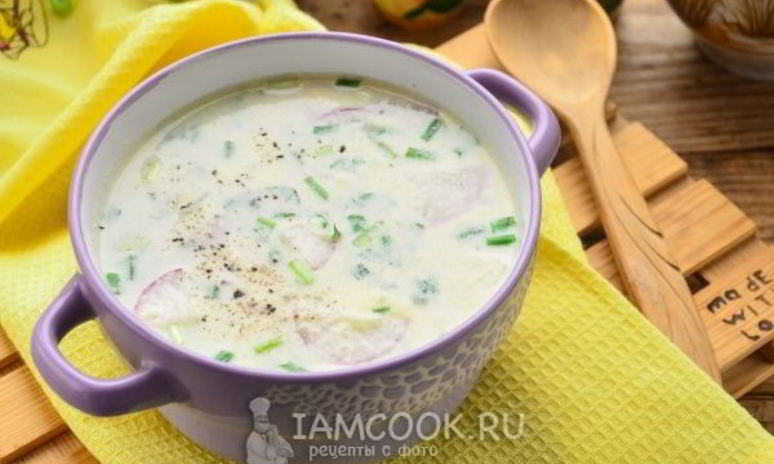 Рецепт окрошки на майонезе с колбасой