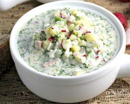 Окрошка на воде и сметане