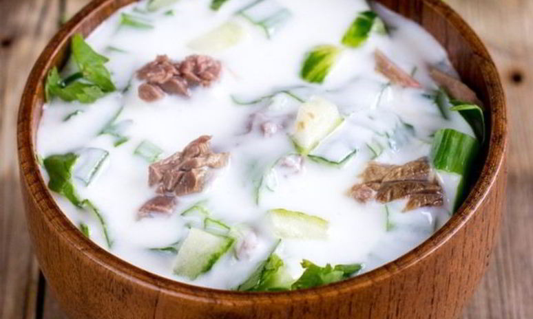 Рецепт окрошки с говядиной и редькой