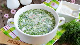 Окрошка с колбасой