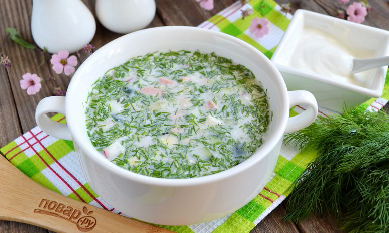 Рецепт окрошки с колбасой