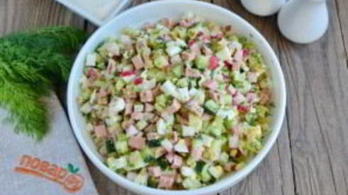 окрошка с колбасой