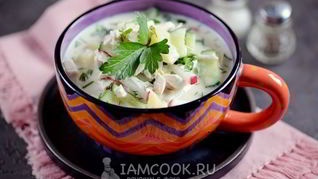 Окрошка с куриной грудкой