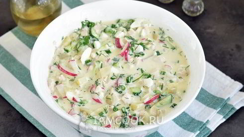 окрошка с куриной грудкой