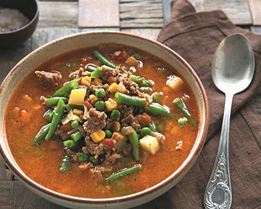 Быстрый овощной суп с фаршем