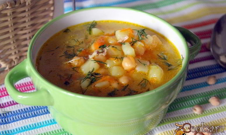 Рецепт куриного супа с нутом и овощами