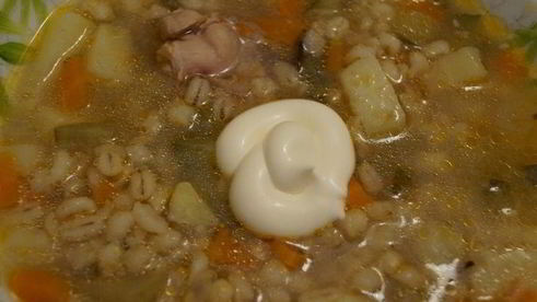 рассольник на курином бульоне из мультиварки