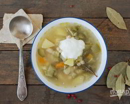 Рассольник на овощном бульоне