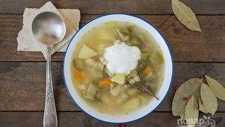 Рассольник на овощном бульоне