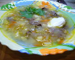 Рассольник с куриными потрошками