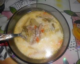 Рассольник с рисом и языком