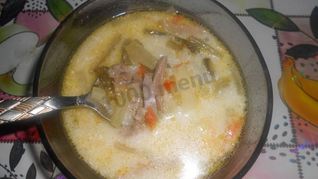 Рассольник с рисом и языком