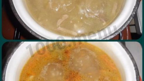 рассольник с рисом и языком