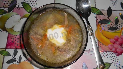 рассольник с рисом и языком