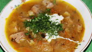 Кислые щи с белыми грибами