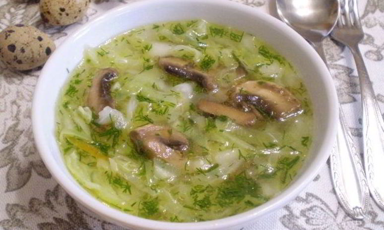 Рецепт постных щей из свежей капусты с грибами