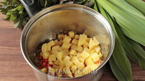 постные зеленые щи с крапивой и китайским чесноком