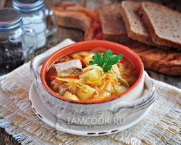 Щи из квашеной капусты с говядиной