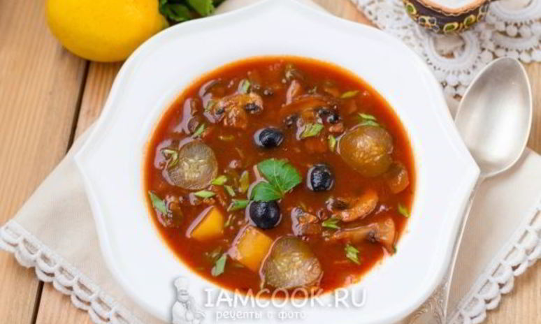 Рецепт вегетарианской грибной солянки