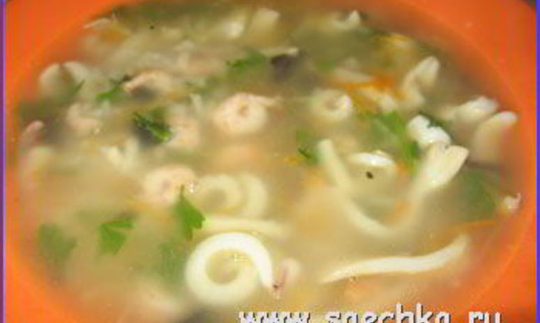 Рецепт супа из креветок и кальмаров