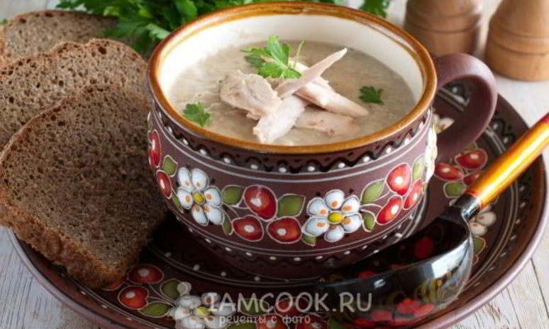 Рецепт грибного супа-пюре с курицей