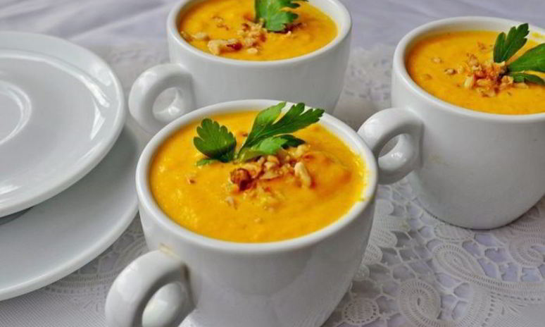 Рецепт морковна-сливочного суп-пюре с карри и ананасами