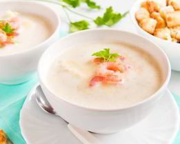 Нежный картофель суп-пюре с креветками