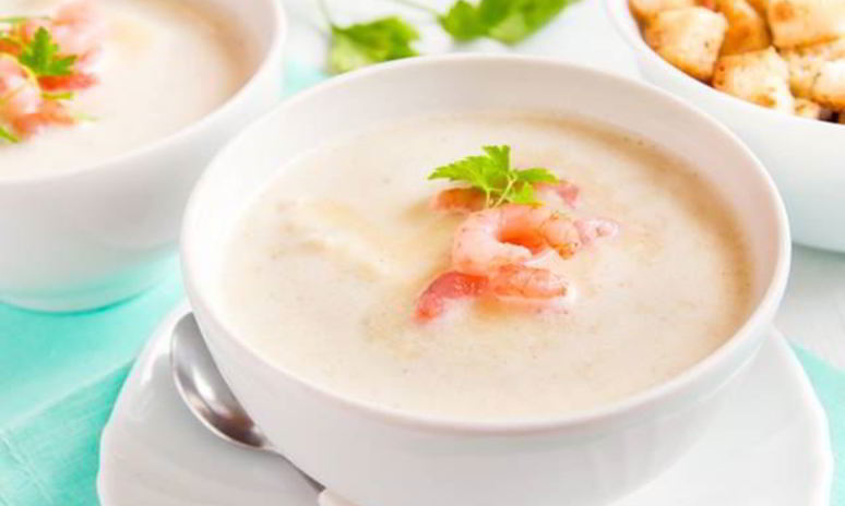 Рецепт нежного картофеля суп-пюре с креветками